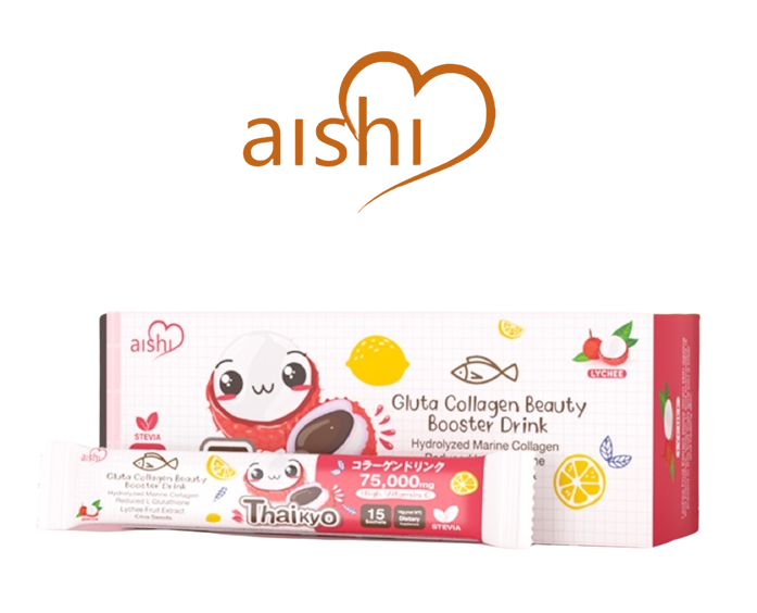 Aishi Japan Thaikyo Lychee Gluta Collagen Beauty Booster Drink | 15 sachets x 18g