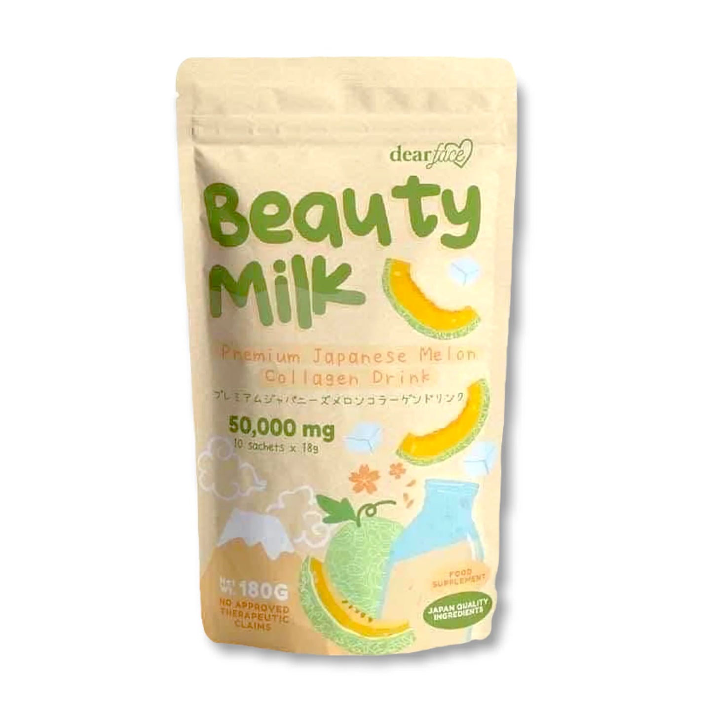 Beauty Milk Premium Japanese Melon Collagen Drink 50,000mg | 10 sachets x 18g